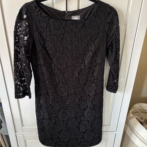 Vince Camuto Black Lace Long Sleeve Dress